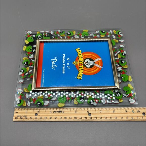Vintage Marvin the Martian Looney Tunes Glass Photo Frame 5x7" 1997 Warner Bros - Picture 5 of 9